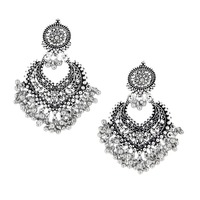 Boucles d'oreilles Jhumka clochette vintage en filigrane argenté de style ethnique indien pour femmes, marque FTS, plus de 10 ans d'expérience, livraison DDP, 1688 Low