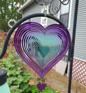 Molinillo de Viento 3D con Forma de Corazón, Degradado, Colgante, de Acero Inoxidable, Ideal para Regalo, Decoración de Jardín, Esculturas Activas del Viento - Product Image 6