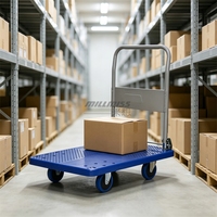 Chariot utilitaire à plateforme en plastique à quatre roues pour supermarché, usine, bureau et entrepôt