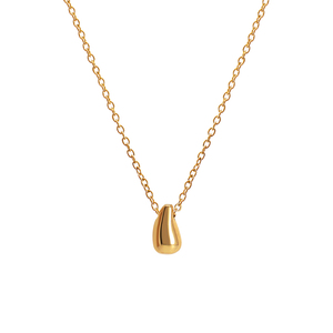 Fashion Pure 18k Gold Water Drop Pendant Necklace Small <strong>Golden</strong> Bean Necklace for Women High Quality Stainless Steel Necklace - Product Image 1
