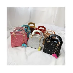 Fashion Designer Kids Mini Purses shoulder handbags Bling PU small square CrossBody tote bag Cute Little girls handbags