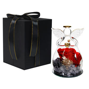 تخفيضات هائلة ملاك زجاج قبة زهور حقيقية محفوظة إلى الأبد هدايا فريدة لعيد الأم وعيد الميلاد وعيد الحب - Product Image 5