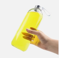 Bouteilles d'eau en verre de forme ronde de haute qualité de 1000ml 1 litre avec logo personnalisé avec couvercle en acier inoxydable