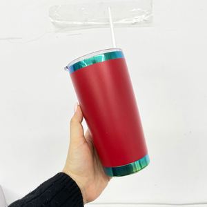 Xmas Red Powder Coated Green Plated Underneath 20oz Stainless Steel <b>Coffee</b> Travel Mugs Tumbler <b>Cups</b> with Magnetic Slide <b>Lid</b> - Product Image 2