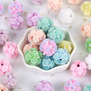 AsVrai U 20mm 1個 マルチカラー 陶器粘土 フラワービーズ ラインストーン ルーススペーサービーズ ジュエリーメイキング ペンビーズ アクセサリー用 - Product Image 3