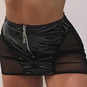 Conjunto de Lencería de Cuero Negro para Mujer, Sujetador para Pechos Grandes, Ropa Interior Sexy y Reveladora, Diseño Popular en Tela de Nailon - Product Image 3