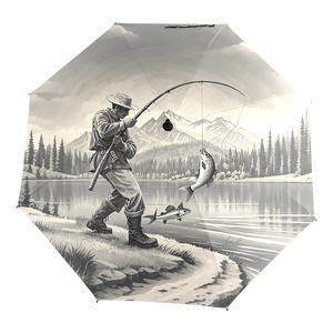Parapluie pliable vintage pour homme pêcheur attrape-truites, résistant au vent et imperméable, idéal pour le camping et la randonnée en extérieur - Product Image 4