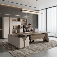 Bureau de direction moderne et minimaliste en panneaux de bois, qualité E1, résistant à l'eau, écologique, OEM ODM, avec pieds épurés et tiroir verrouillable pour bureau