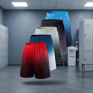 Shorts de sport mi-longs personnalisables pour hommes, en tissu peigné, respirants, à séchage rapide, pour l'entraînement, la gym et la performance, couleur unie, vente en gros - Product Image 3