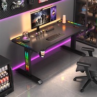 E-Sports Home RGB Atmosphère Lumière Métal Fonction de refroidissement Ensemble de bureau d'ordinateur en bois Chaise de bureau
