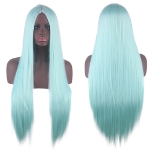 Perruque de cosplay polyvalente, raie centrale, style cuir chevelu, <span class=keywords><strong>cheveux</strong></span> longs et raides noirs de 80 cm, résistante aux hautes températures, vente en gros d'usine pour l'anime - Product Image 3