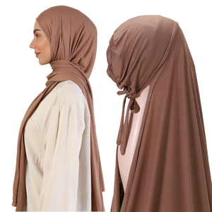 Voile de sport instantané en jersey de coton extensible Sharut de haute qualité pour femmes musulmanes, avec <span class=keywords><strong>bonnet</strong></span> intérieur 2-en-1 intégré - Product Image 1