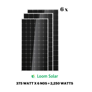 แผงโซลาร์เซลล์ Loom Solar 375 วัตต์ - 24 โวลต์ โมโนคริสตัลไลน์ (แพ็ค 6 ชิ้น) ชุดแผงโซลาร์เซลล์ Loom Solar 375W โมโนคริสตัลไลน์ 24V 2250W ประสิทธิภาพสูง - Product Image 4