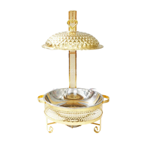 FLEY Luxe vergulde ronde chafing dish, afneembare voedselwarmer, professionele buffetuitrusting voor bruiloften & restaurants