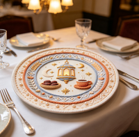 Assiette de Présentation en Plastique à Motif Imprimé Vintage pour la Décoration de Table à Domicile, Non Alimentaire, Vente en Gros