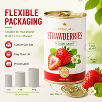 Fabrikant van ingeblikte aardbeien met OEM private label, hele vruchten in siroop, aangepaste verpakkingen voor wereldwijde groothandel