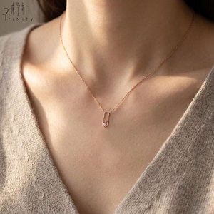 High Quality Wholesale Manufacturer Export Art Deco Trendy Jewelry 18K <b>Solid</b> Rose <b>Gold</b> Real Natural Diamonds <b>Pendant</b> Necklace - Product Image 3