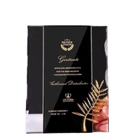 Medalla de Certificado Empresarial Personalizada de Alta Calidad con Marco Pulido Minimalista Ecológico de Cristal Negro y Azul
