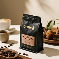 Pochette à fond plat personnalisable de 100g 250g 500g avec fermeture à glissière refermable en papier kraft et valve de dégazage sac de grains de café frais torréfiés