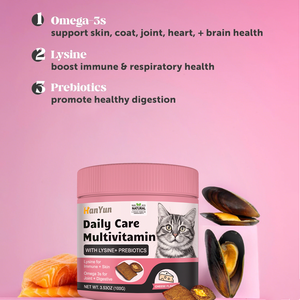 Hanyun Cat Multivitamine Croquante et Crémeuse à Mâcher Friandises pour Chat pour la Santé Immunitaire Soutient les Articulations Vitamines avec Lysine et Probiotiques - Product Image 2