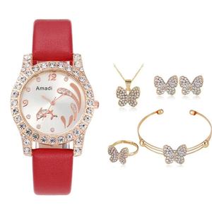 Amadi Montre haut de gamme pour femme Papillon Ensemble cinq pièces Automne Nouveau Décontracté Simple Mode Étudiant Style Exquis Dauphin Quartz - Product Image 1