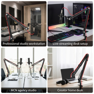 Bras de micro professionnel pour studio, 360° °   Support de microphone rotatif en alliage d'aluminium pour l'enregistrement de podcasts, vente en gros BX-M09D2 - Product Image 2