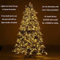 Sapin de Noël artificiel floqué en PE/PVC de 2,3 m avec lumières LED, baies et support métallique ignifuge pour décoration intérieure