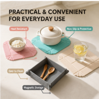 Sous-plat pliable en silicone résistant à la chaleur, antidérapant et épais pour bols, assiettes et rangement d'ustensiles de cuisine