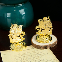 HT Mythe Orthodoxe George Tuer Serpent Icône Plaqué Or Religion Coffret Cadeau Église Maison Table Stand Religion Statue