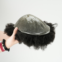 Peluca de Cabello Afro Natural para Hombre, Tupé Afro para Hombres Negros, Sistema de Reemplazo Capilar Africano