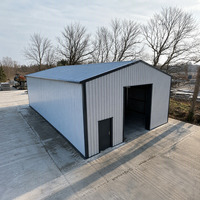 Cobertizo Metálico de Diseño Simple y Resistente, 20x30 pies (6x9 m), Color Gris, Estructura de Acero Galvanizado, Techo de Lámina, Garaje Exterior