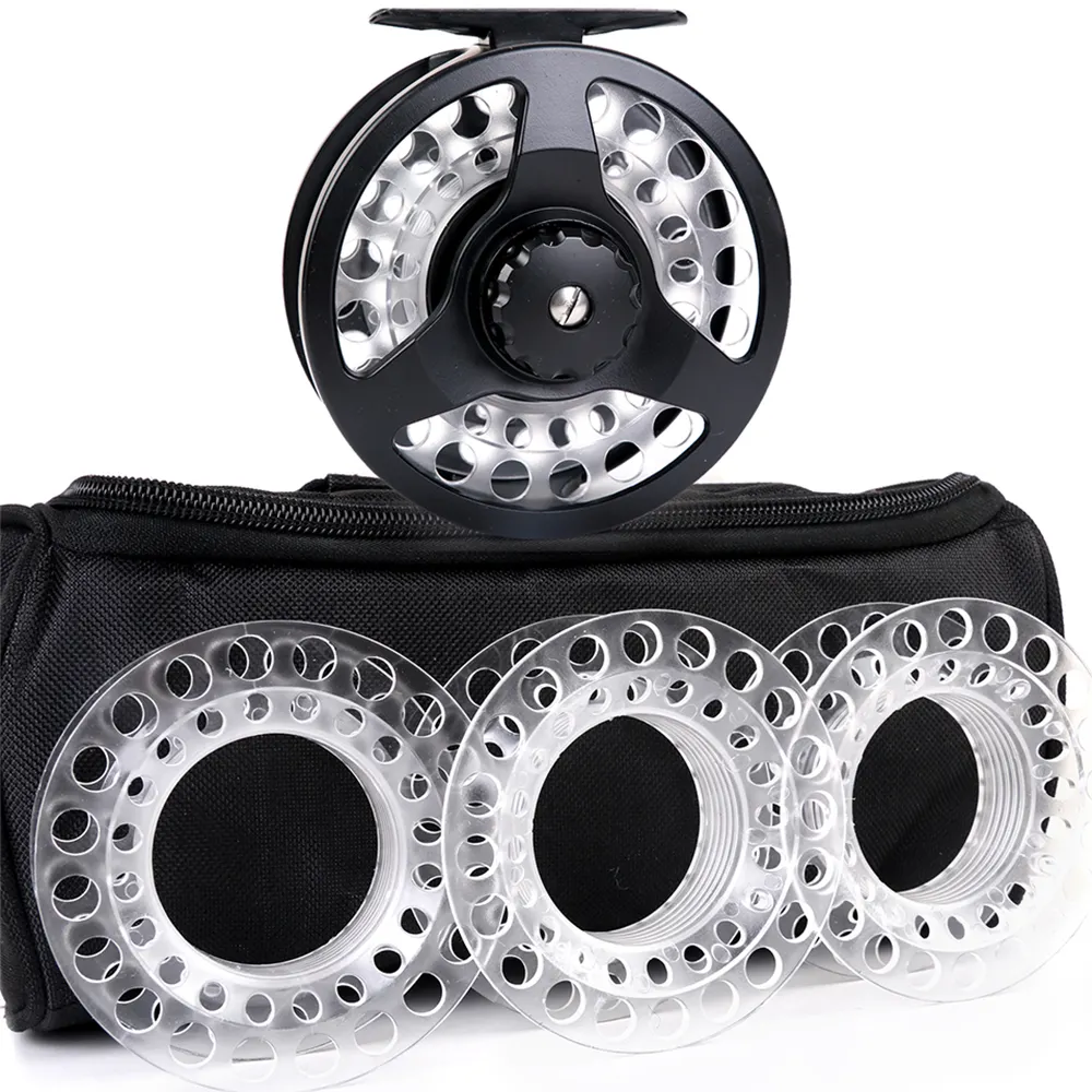 Newbility Fly Reel #5/6 #7/8 Die Casting Aluminum With 3 Extra Plastic Cassette Spools Fly Fishing Reel Pesca Peche