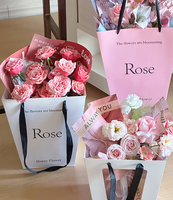 Sac cadeau trapézoïdal en carton blanc gaufré personnalisé pour bouquet, emballage cadeau pour fleuriste, sac cadeau pour fleurs
