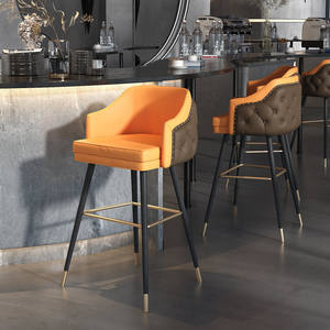 Tabouret de bar moderne avec dossier en cuir noir, chaise haute pour usage domestique et commercial, design stable - Product Image 3