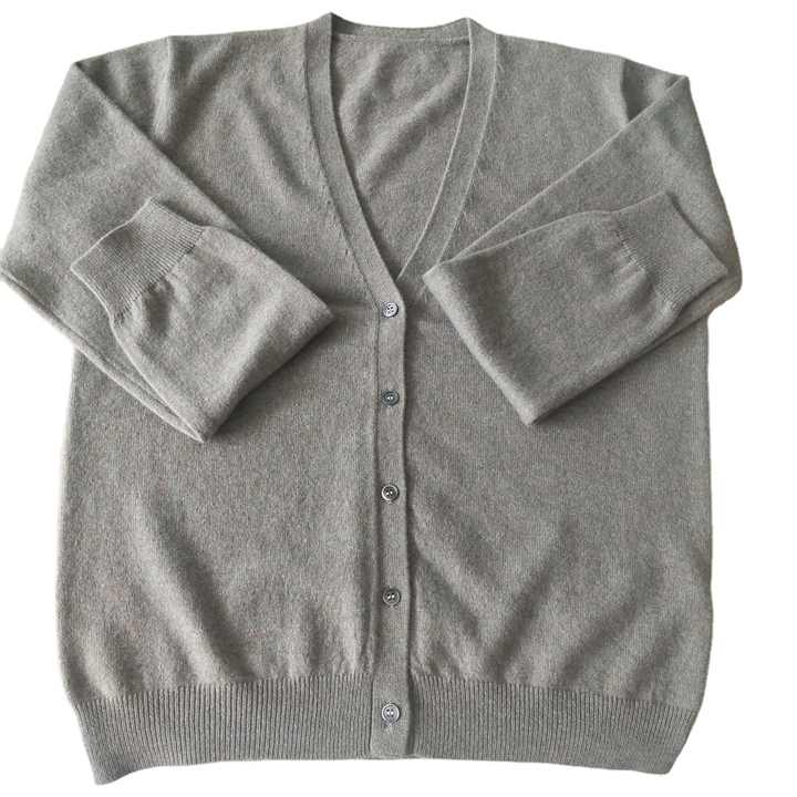 XIN - 12gg Cashmere Cardigan in Undyed White