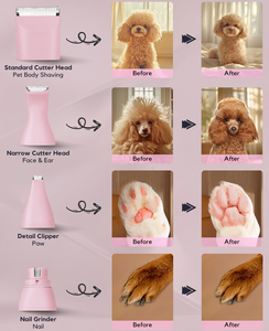 เครื่องตัดขนสัตว์เลี้ยงแบบมืออาชีพ 4-in-1 ชาร์จไฟได้ ปลอดภัยสำหรับสุนัขและแมว ไร้สาย เป็นมิตรกับสิ่งแวดล้อม ชุดอุปกรณ์กรูมมิ่งสำหรับใช้ในบ้าน - Product Image 4