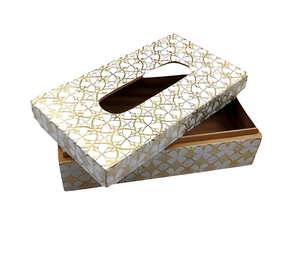 AZ ENTERPRISES Boîte à mouchoirs décorative classique en bois à motif floral, imprimée Meena, faite à la main, écologique, durable, pour la maison - Product Image 1