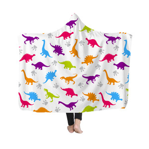 Drop Shipping coperta con cappuccio indossabile in velluto di cristallo di alta qualità stampata su richiesta con motivo dinosauro comfort <span class=keywords><strong>mantello</strong></span> coperte con cappuccio - Product Image 5