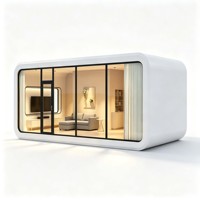 Moderna y Lujosa Sala de Estar Prefabricada con Esquinas Redondeadas en Color Blanco, Ecológica, Anticorrosiva, con Marco Negro, para Residencias y Hoteles