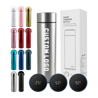 Bouteille d'eau intelligente portable en acier inoxydable à double paroi de 500 ml, isotherme, pour sport, avec logo personnalisé