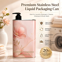 Distributeur à pompe rectangulaire en acier inoxydable de 1 L, bidon rechargeable avec pompe pour shampoing, gel douche, lessive, savon liquide pour le corps