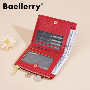 กระเป๋าสตางค์สั้นผู้หญิง Baellerry สีแดง แบบพับสองตอน มีซิปใส่เหรียญ ใช้งานได้หลากหลายในชีวิตประจำวัน - Product Image 2