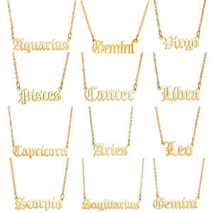 Collar de Acero Inoxidable Chapado en Oro de 18K y Plata, Antideslustre, con Signos del Zodíaco en Estilo Gótico Antiguo, Joyería de Moda para Mujer - Product Image 1