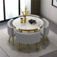 Ensemble de table à manger ronde en MDF avec 4 chaises, gain de place, mini, circulaire, pour le salon