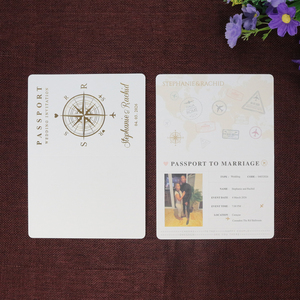 Invitation de passeport en feuille <span class=keywords><strong>d</strong></span>'or blanc de style Ins personnalisé de haute qualité avec <span class=keywords><strong>carte</strong></span> <span class=keywords><strong>d</strong></span>'<span class=keywords><strong>embarquement</strong></span> et avion en métal pour un événement de fête de <span class=keywords><strong>mariage</strong></span> - Product Image 4