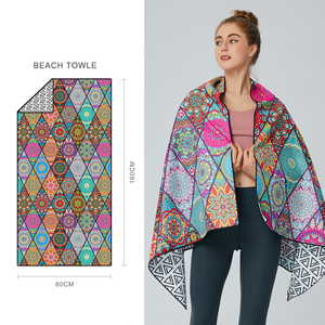 ผ้าเช็ดตัวไมโครไฟเบอร์พิมพ์ลายสำหรับกีฬา ซึมซับน้ำ เช็ดเหงื่อ ใช้ได้ทั้งกลางแจ้ง ชายหาด อาบน้ำ ของขวัญแบรนด์บริษัท ขายส่ง - Product Image 5