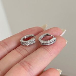 ต่างหูห่วงหินโมอิส VVS1 2ชั้นสีเงิน925แพ้ง่ายจากร้าน dylam - Product Image 3