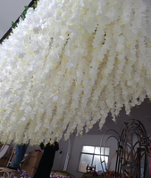 Fleurs artificielles de glycine haut de gamme personnalisables 2026, glycine suspendue en soie pour plafond, décoration de mariage blanche pour plafond