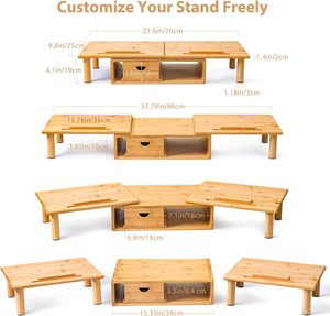 Support double écran avec tiroir pour bureau, étagère de bureau pour ordinateur portable avec longueur et <span class=keywords><strong>angle</strong></span> réglables - Product Image 4