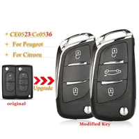Coque de clé de voiture télécommandée modifiée à 2/3 boutons pour Peugeot 107 207 307 307S 308 407 607 Citroën C2 C3 C4 Fob VA2/HU83 Ce0523